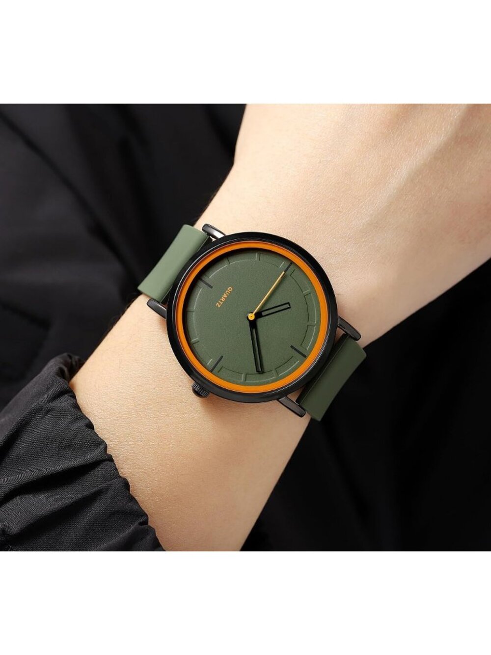 Unisex Green Fashion Simple Analog Quartz Silicone Strap Waterproof Wrist Watch - Picture 3 of 6